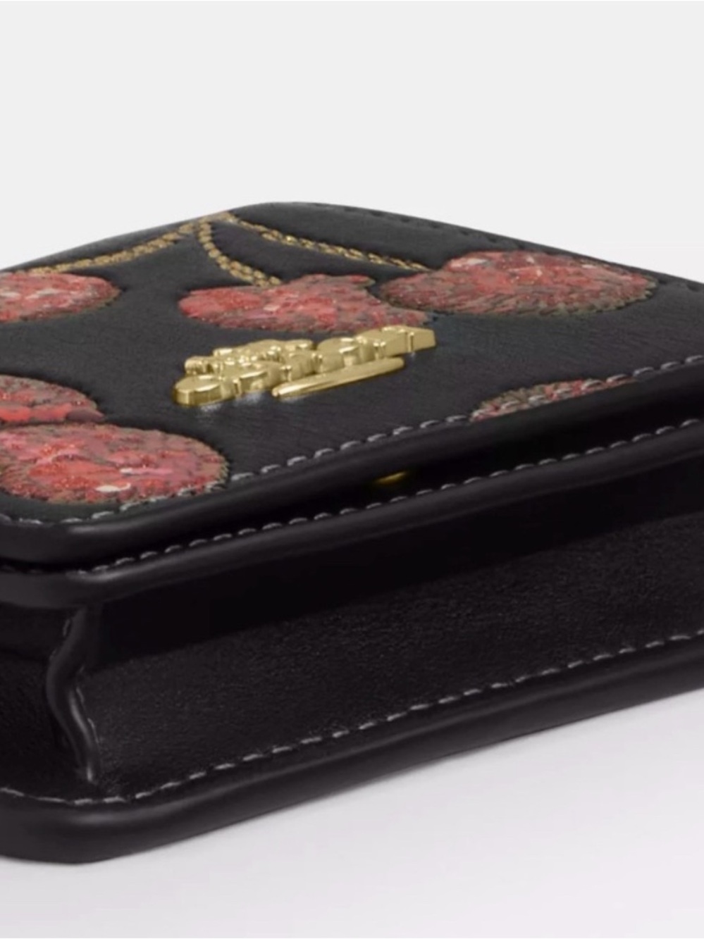 Coach Black Crossbody Bag with Red Sequin Cherry Motif - Picture 5 of 6